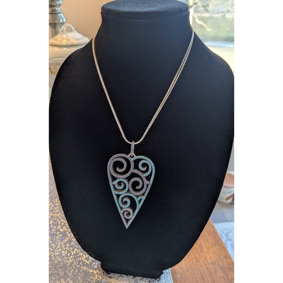 Brighton Jewelry - Brighton Sea Of Love Necklace Blue Crystal Large Heart Reversible NEWwtags $128